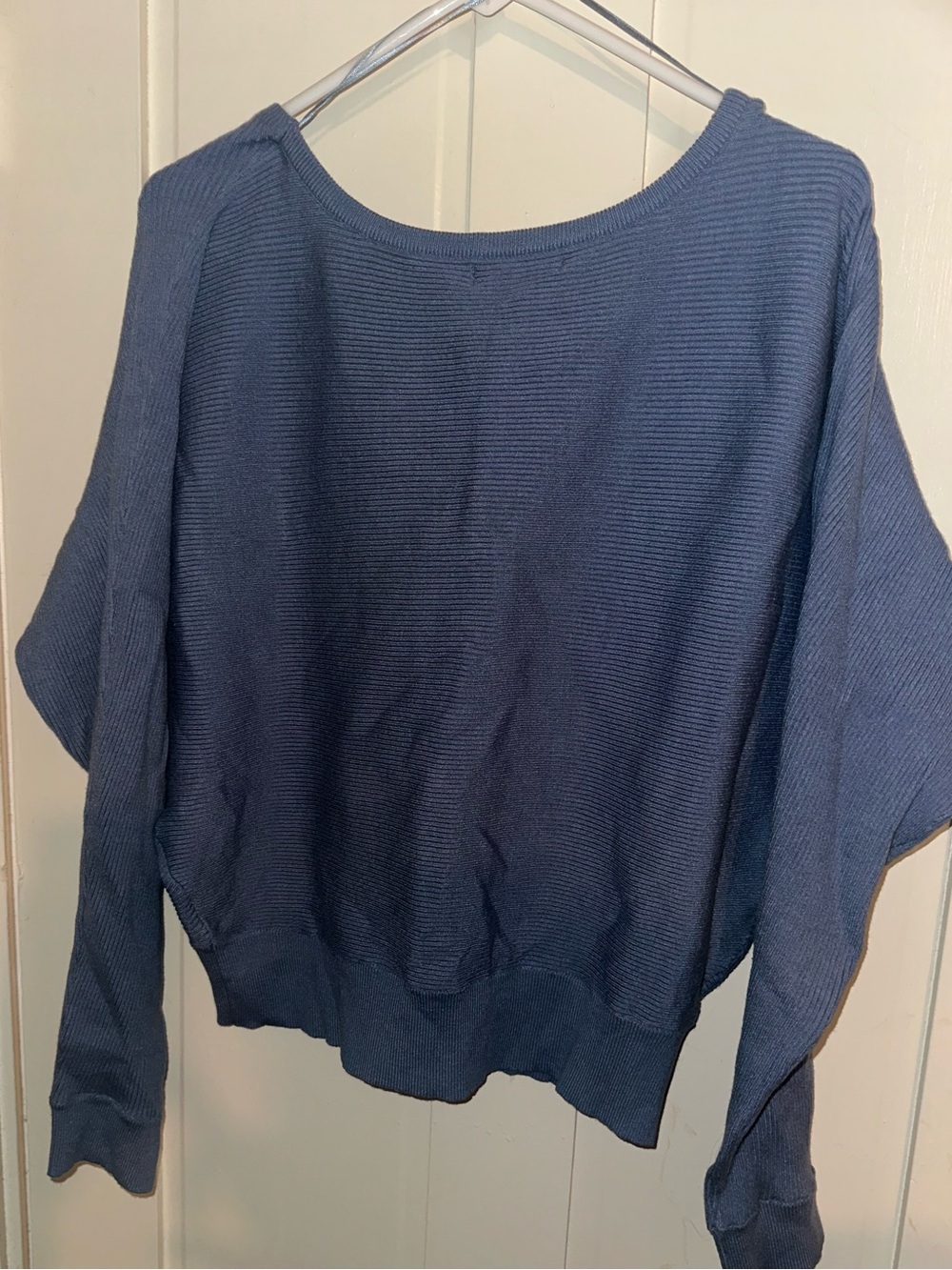 Love Tree Women's Dolman Top - Batwing Lightweight Ribbed Soft Sweater, Blue, XL